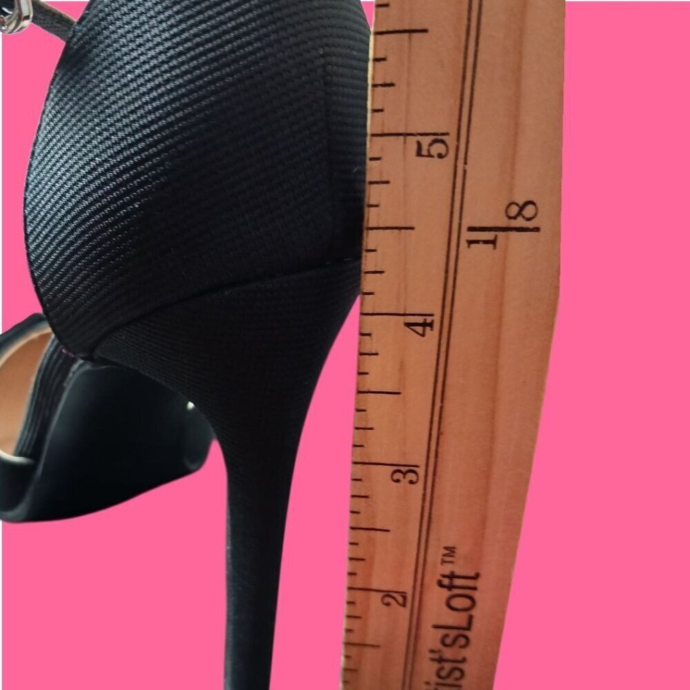 C.Sexy Heels W/Tulle Bow Detail & Ankle Strap Elegant Women Shoes Blk Size 37 - Picture 15 of 16